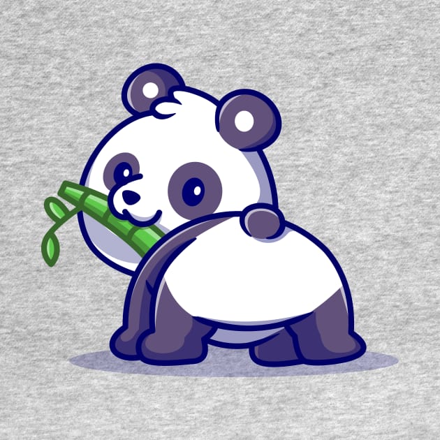 Cute Baby Panda Eating Bamboo Cartoon by Catalyst Labs